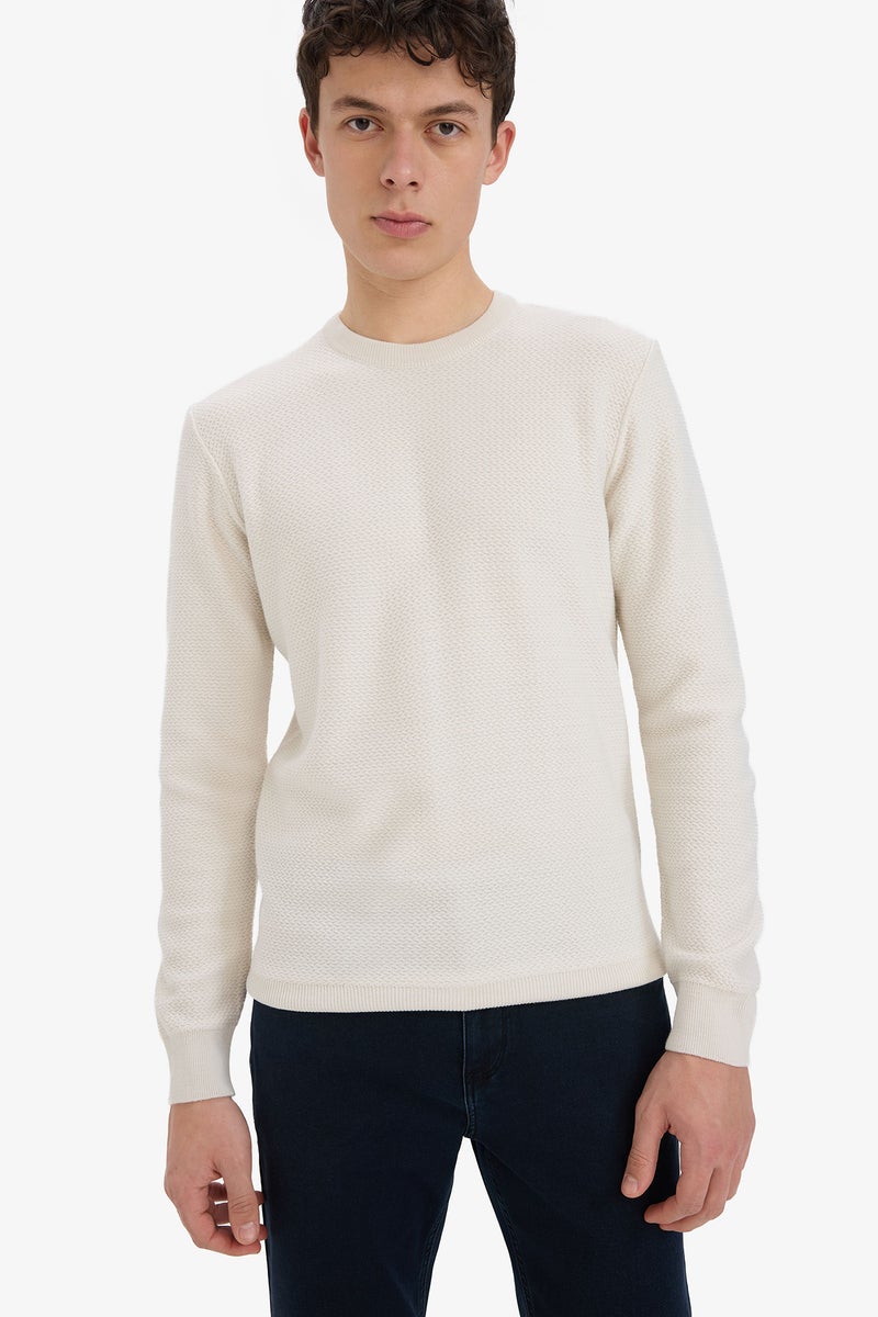 DeFacto Beige Man Standard Fit Crew Neck Knitwear Pullover Casual - Image 4